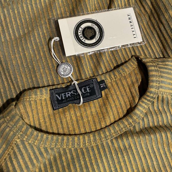 Versace Jeans Collections Sparkly Logo Ribbed Knit Long Sleeved Top - Picture 4 of 5